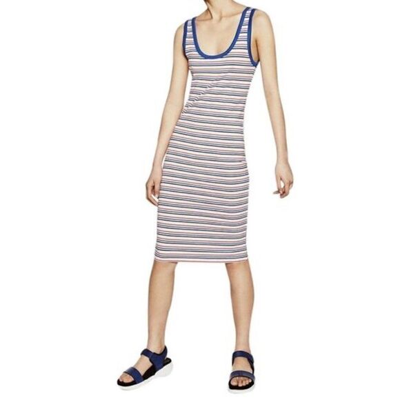 Zara Striped MIDI Dress Sm Nautical sleeveless - Picture 1 of 6